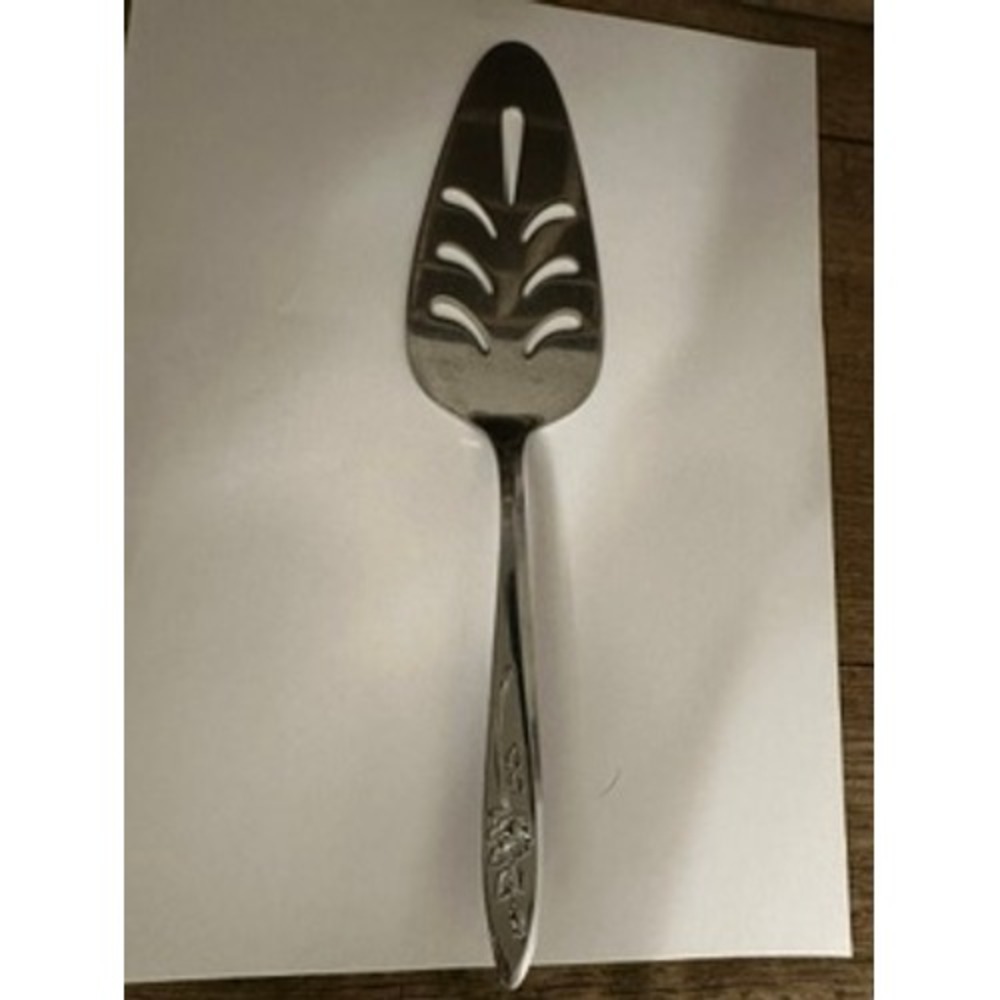 Koba Stainless Steel Pie Cake Server Single Rose Pattern Slotted 10.25 inch